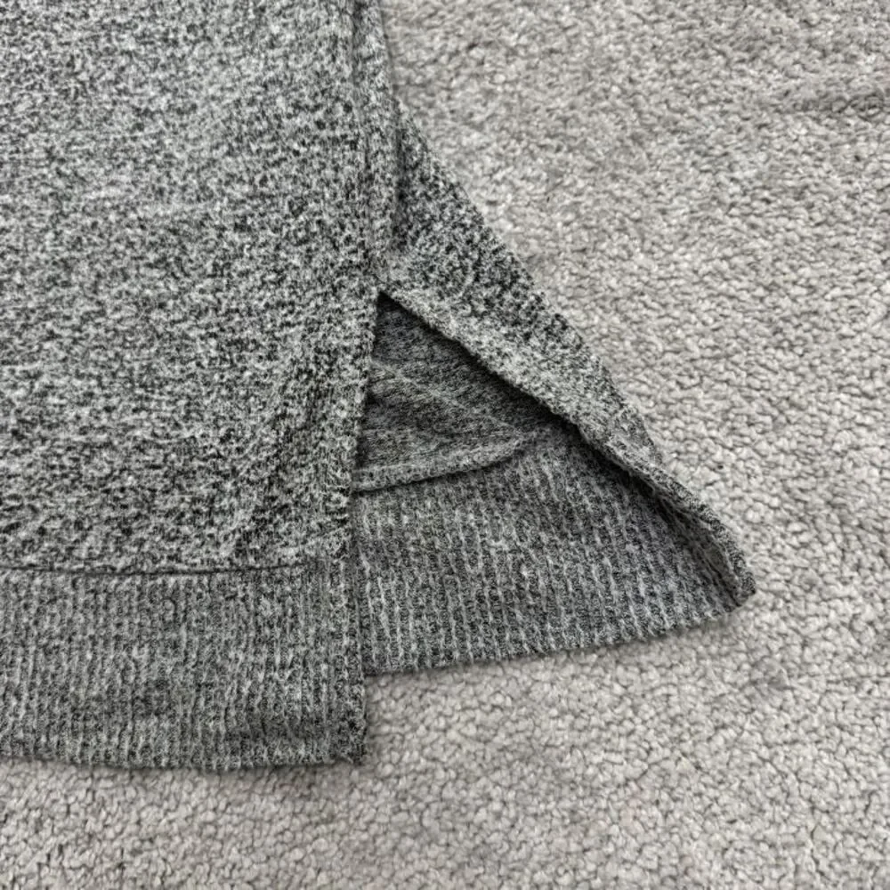 Lucky Brand Tunic V-Neck Pullover Sweater Womens Small Petite Heather Gray Knit